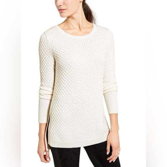 Athleta Merino Wool Honeycomb Sweater Tunic, Dove, Size S - Picture 1 of 8